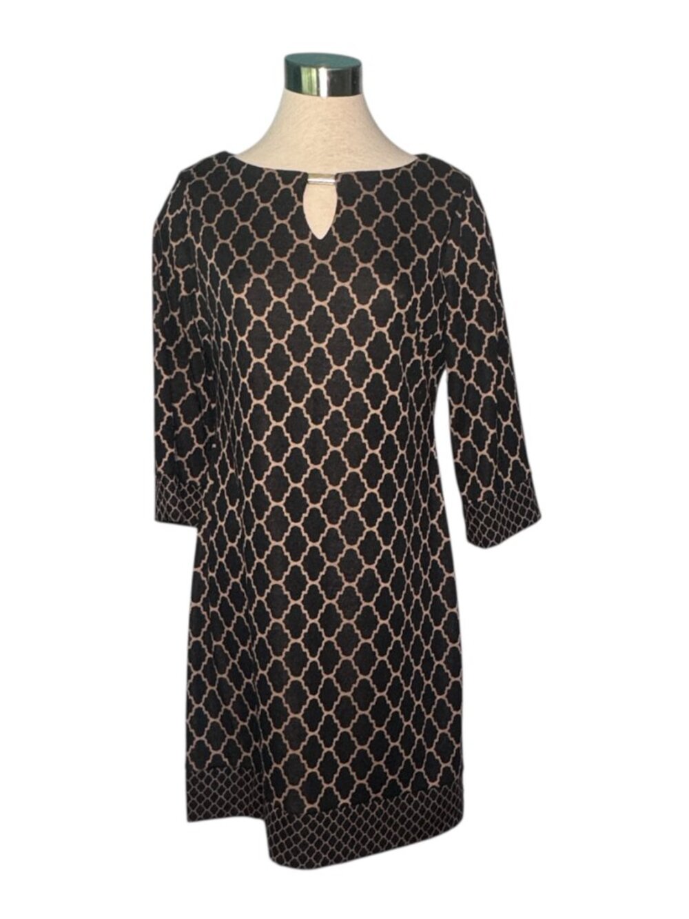 RN Studio Ronni Nicole Size 10 Brown Toffee Grid Sheath Dress